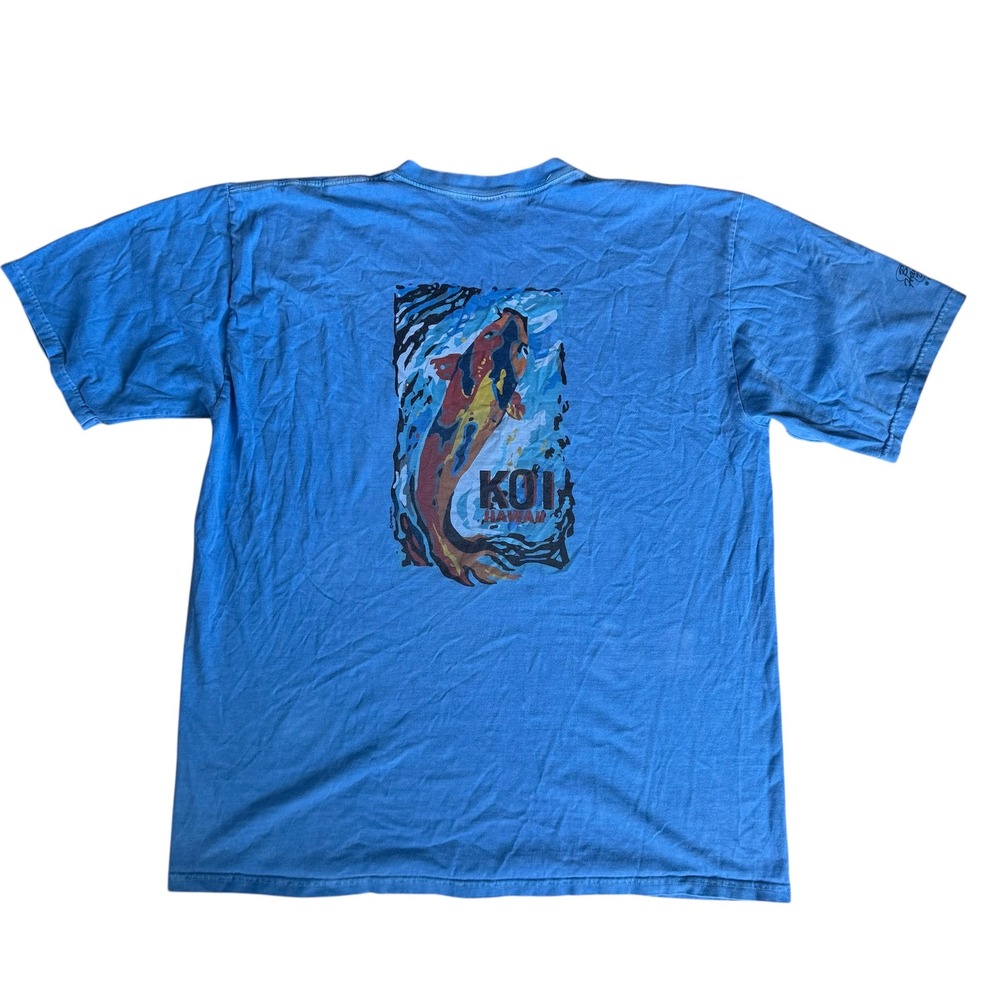 Crazy Shirts Hawaii Blue Painted Koi Graphic Shirt Size XL